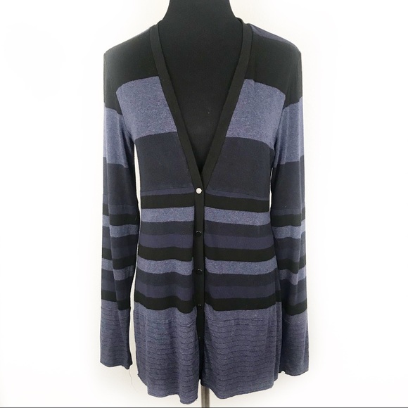 Bailey 44 Sweaters - BAILEY 44 | Blue Striped Snap Button Cardigan M